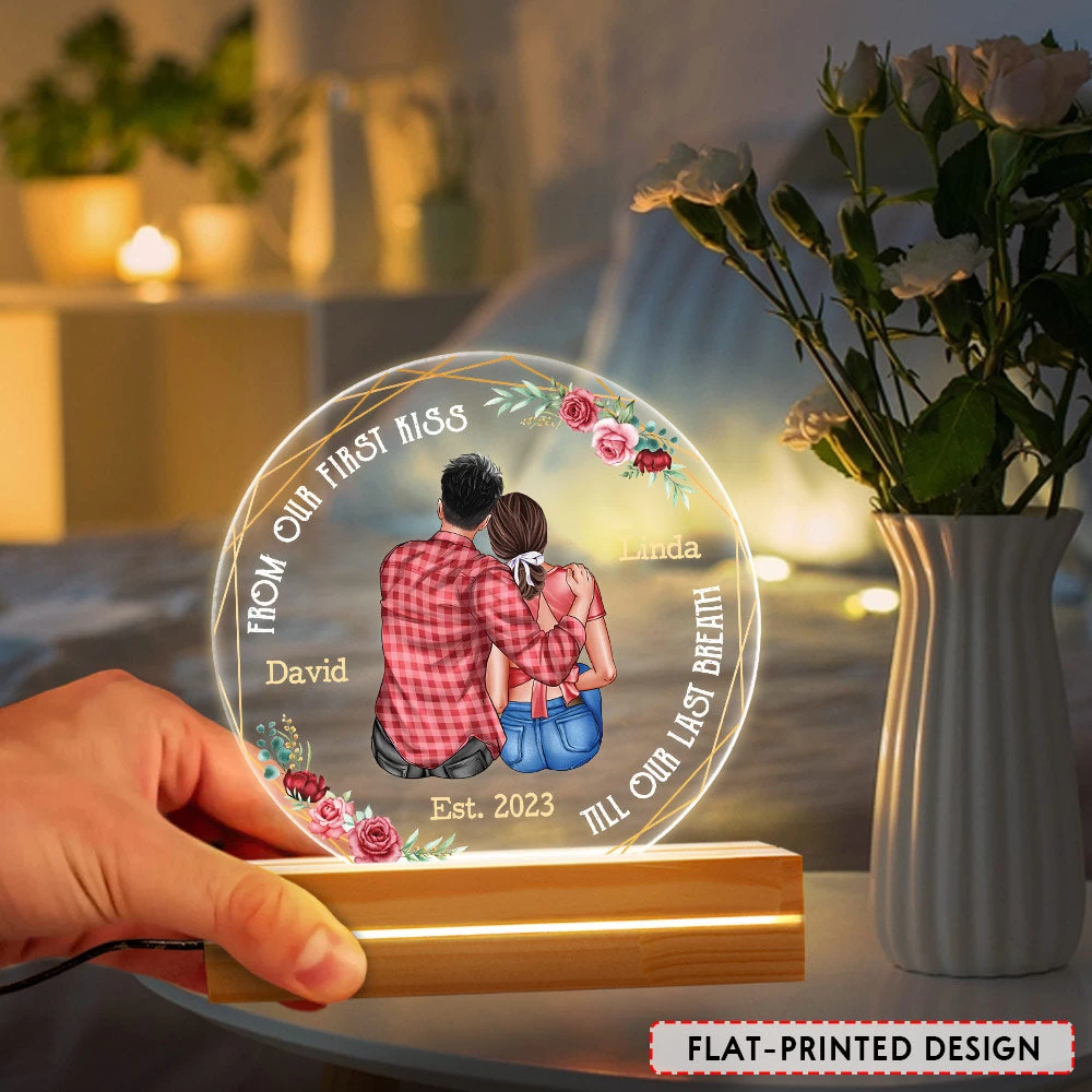 Anniversary Gift Couple From First Kiss Personalized Led Night Light 5 Anniversary Gift Couple From First Kiss Personalized Led Night Light - Image 3
