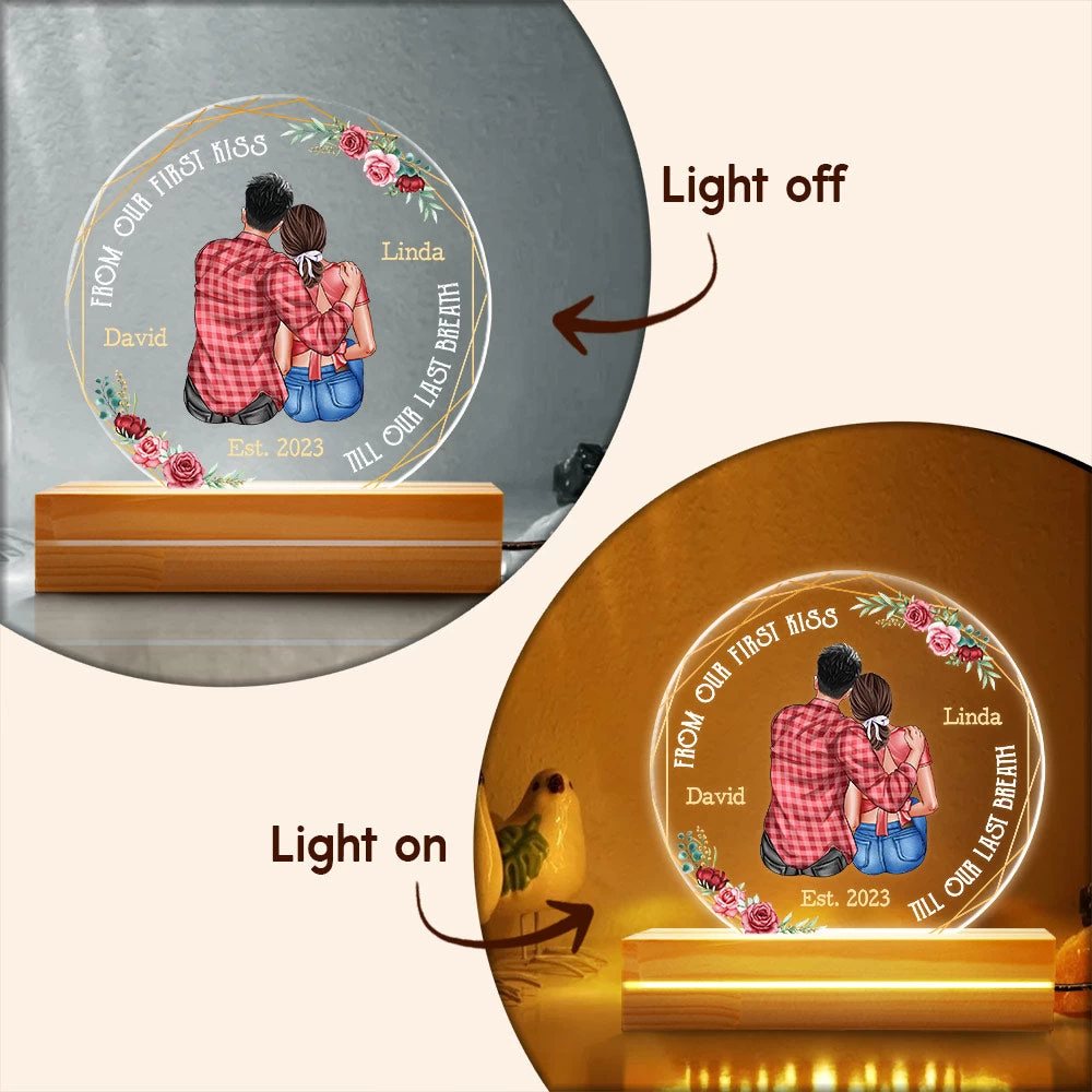 Anniversary Gift Couple From First Kiss Personalized Led Night Light 6 Anniversary Gift Couple From First Kiss Personalized Led Night Light - Image 4