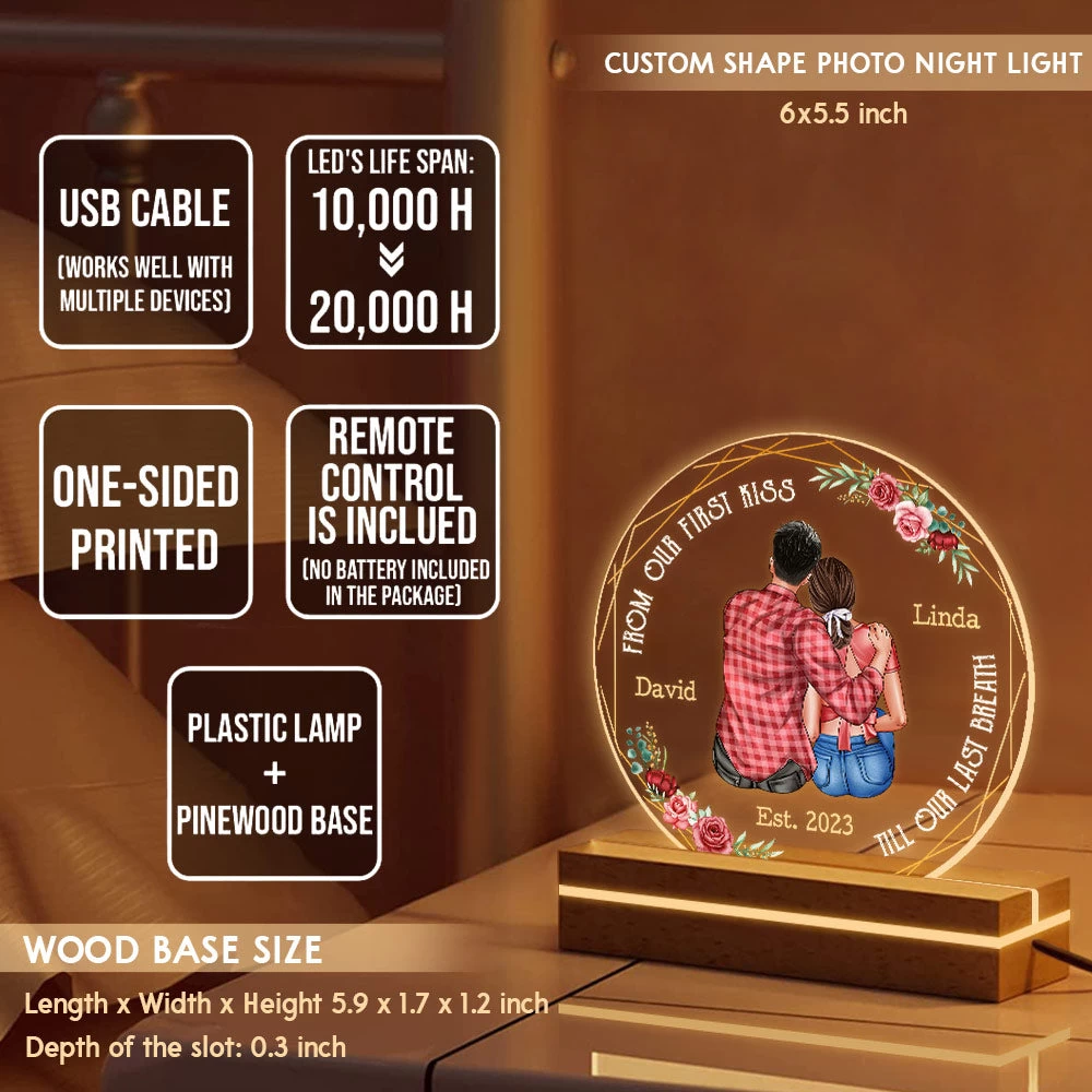 Anniversary Gift Couple From First Kiss Personalized Led Night Light 8 Anniversary Gift Couple From First Kiss Personalized Led Night Light - Image 6