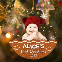 Baby First Christmas Personalized Ornament With Baby Photo
