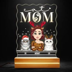 Cat Mom Personalized Led Night Light For Cat Lovers