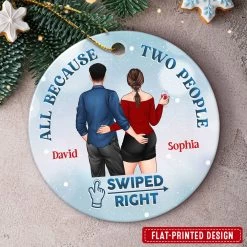 Christmas Swiped Right Gift For Couple Personalized Ornament -Gift Series Store Christmas Swiped Right Gift For Couple Personalized Ornament 2