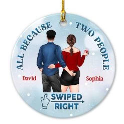 Christmas Swiped Right Gift For Couple Personalized Ornament