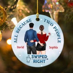 Christmas Swiped Right Gift For Couple Personalized Ornament -Gift Series Store Christmas Swiped Right Gift For Couple Personalized Ornament 3