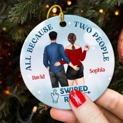 Christmas Swiped Right Gift For Couple Personalized Ornament -Gift Series Store Christmas Swiped Right Gift For Couple Personalized Ornament 4