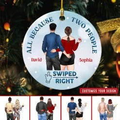 Christmas Swiped Right Gift For Couple Personalized Ornament -Gift Series Store Christmas Swiped Right Gift For Couple Personalized Ornament 6