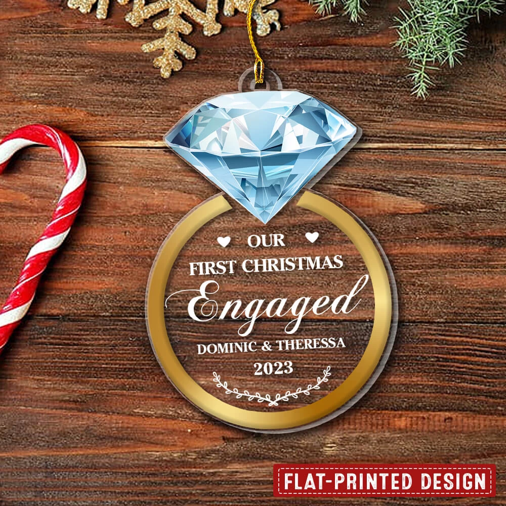 Couple Diamond Ring Engaged Married Personalized Ornament 6 Couple Diamond Ring Engaged Married Personalized Ornament - Image 4