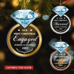 Couple Diamond Ring Engaged Married Personalized Ornament 15 Couple Diamond Ring Engaged Married Personalized Ornament -Gift Series Store Couple Diamond Ring Engaged Married Personalized Ornament 6