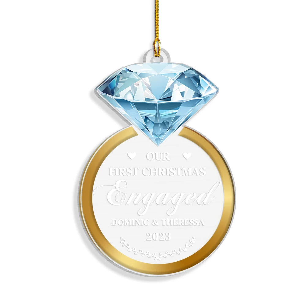 Couple Diamond Ring Engaged Married Personalized Ornament 4 Couple Diamond Ring Engaged Married Personalized Ornament - Image 2