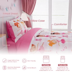 Ballet Twin Bedding Sets For Girls, Ultra Soft Microfiber Comforter Set With 3-Pieces, Comforters Kids Bed Set For Children Teen Tween Bedroom Decor -Gift Series Store FBSJBSCINT100424002 mk6