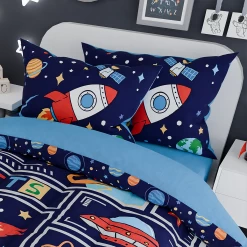 Space Bedding Twin For Boys, Ultra Soft Microfiber Comforter Bed Set With 3-Pieces, Rocket Comforters Sets For Kids Children Teen Tween Bedroom Decor -Gift Series Store FBSJBSCINT110424001 20mk5