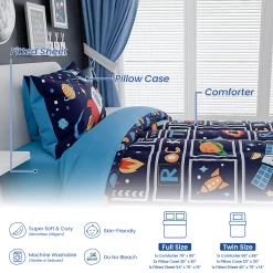 Space Bedding Twin For Boys, Ultra Soft Microfiber Comforter Bed Set With 3-Pieces, Rocket Comforters Sets For Kids Children Teen Tween Bedroom Decor -Gift Series Store FBSJBSCINT110424001 20mk6