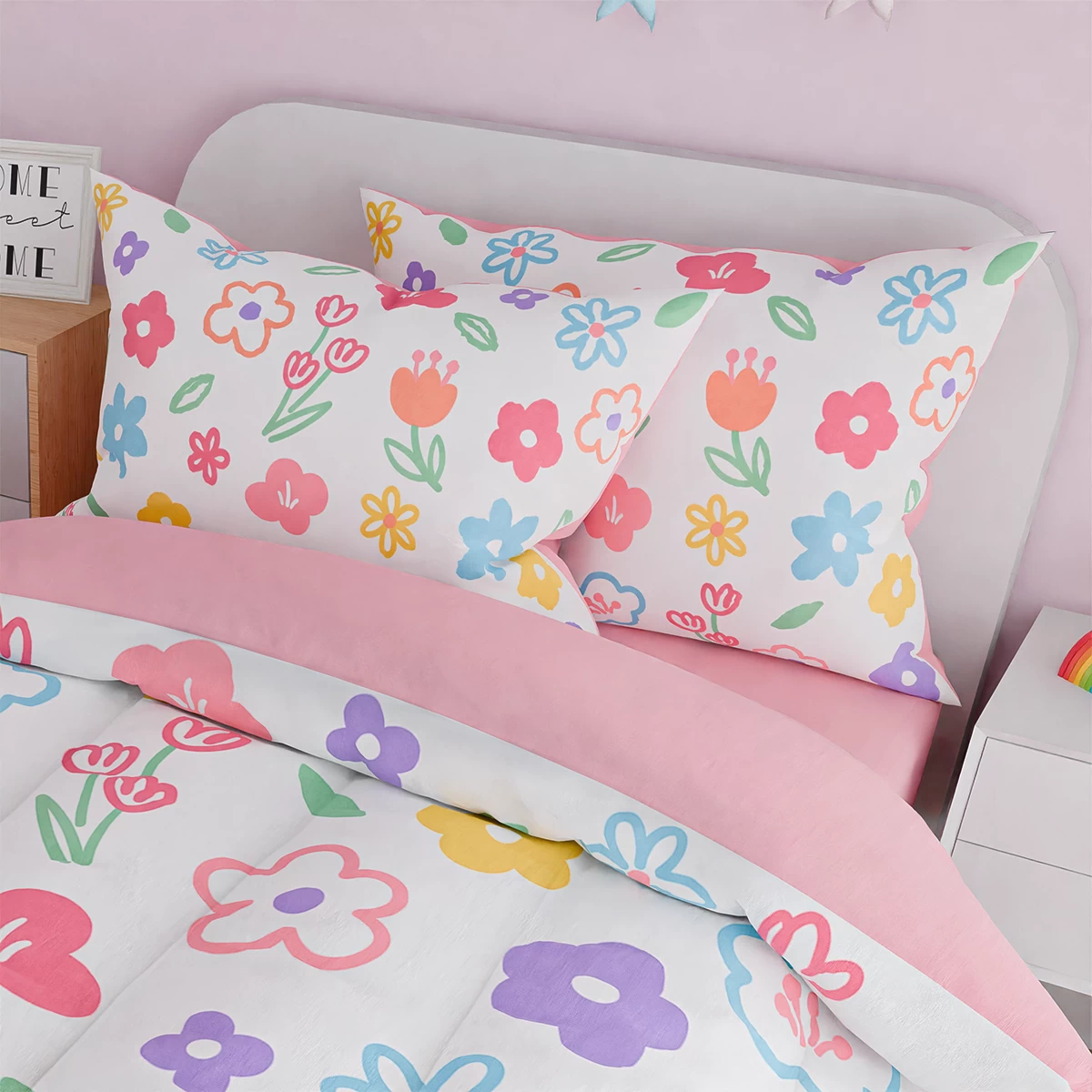 Floral Twin Bedding Sets For Girl, Ultra Soft Microfiber Comforter Bed Set With 3-Pieces, Flower Comforters Sets For Kids Children Girl Teen Tween Bedroom Decor 7 Floral Twin Bedding Sets For Girl, Ultra Soft Microfiber Comforter Bed Set With 3-Pieces, Flower Comforters Sets For Kids Children Girl Teen Tween Bedroom Decor - Image 5