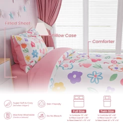 Floral Twin Bedding Sets For Girl, Ultra Soft Microfiber Comforter Bed Set With 3-Pieces, Flower Comforters Sets For Kids Children Girl Teen Tween Bedroom Decor 14 Floral Twin Bedding Sets For Girl, Ultra Soft Microfiber Comforter Bed Set With 3-Pieces, Flower Comforters Sets For Kids Children Girl Teen Tween Bedroom Decor -Gift Series Store FBSJBSHONT020424001 20mk6