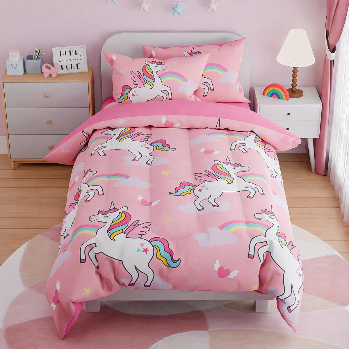 Unicorns Bedding Twin Set For Girls Kids Children, Ultra Soft Microfiber Comforter Set With 3-Pieces, Comforters Bed Sets Bedroom Decor 3 Unicorns Bedding Twin Set For Girls Kids Children, Ultra Soft Microfiber Comforter Set With 3-Pieces, Comforters Bed Sets Bedroom Decor