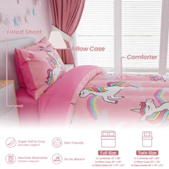 Unicorns Bedding Twin Set For Girls Kids Children, Ultra Soft Microfiber Comforter Set With 3-Pieces, Comforters Bed Sets Bedroom Decor 14 Unicorns Bedding Twin Set For Girls Kids Children, Ultra Soft Microfiber Comforter Set With 3-Pieces, Comforters Bed Sets Bedroom Decor -Gift Series Store FBSJBSHONT090424001 20mk6