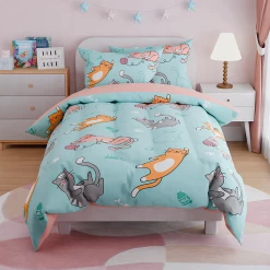 Cat Comforter Set Twin For Girls, Ultra Soft Microfiber Bedding Sets With 3-Pieces, Cats Comforters Bed Sets For Kids Children Girl Bedroom Decor -Gift Series Store FBSJBSHONT090424002 20mk4
