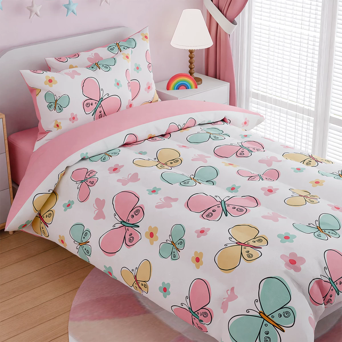 Butterfly Twin Bedding Sets For Girls, Ultra Soft Microfiber Comforter Set With 3-Pieces, Bed Sets For Kid Tween Teen Bedroom Decor 5 Butterfly Twin Bedding Sets For Girls, Ultra Soft Microfiber Comforter Set With 3-Pieces, Bed Sets For Kid Tween Teen Bedroom Decor - Image 3
