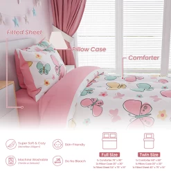 Butterfly Twin Bedding Sets For Girls, Ultra Soft Microfiber Comforter Set With 3-Pieces, Bed Sets For Kid Tween Teen Bedroom Decor 14 Butterfly Twin Bedding Sets For Girls, Ultra Soft Microfiber Comforter Set With 3-Pieces, Bed Sets For Kid Tween Teen Bedroom Decor -Gift Series Store FBSJBSHUNT110424001 20mk6