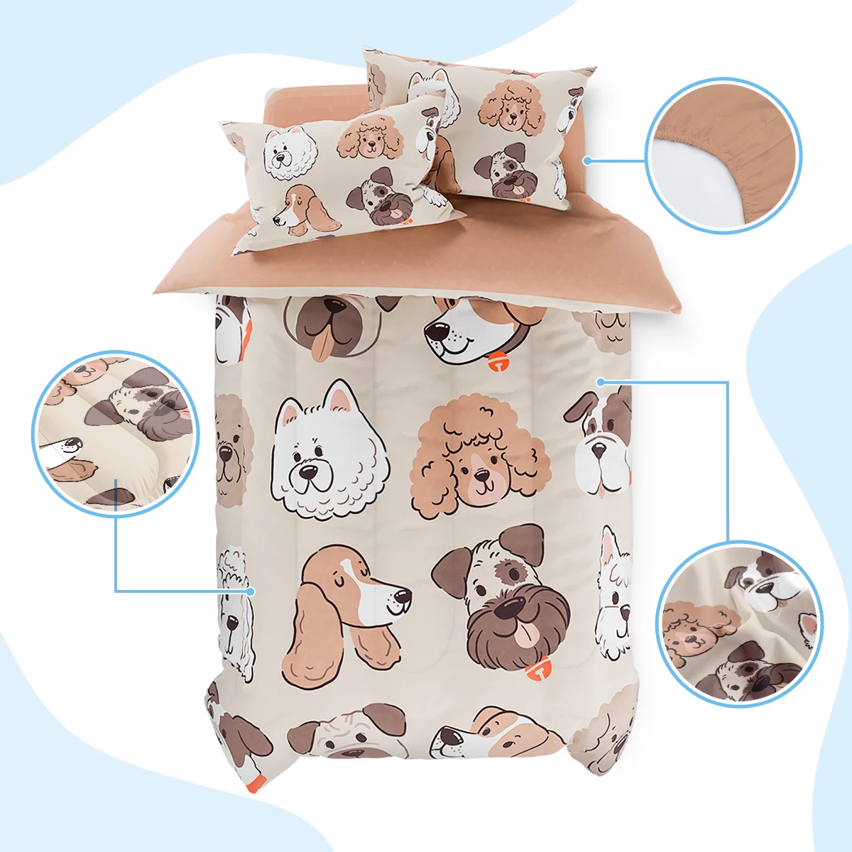 Dog Kids Bedding Set For Girls Boys, Ultra Soft Microfiber Comforter Set Twin Size 3-Pieces, Dogs Comforters Bed Sets For Kid Tween Teen Bedroom Decor 4 Dog Kids Bedding Set For Girls Boys, Ultra Soft Microfiber Comforter Set Twin Size 3-Pieces, Dogs Comforters Bed Sets For Kid Tween Teen Bedroom Decor - Image 2