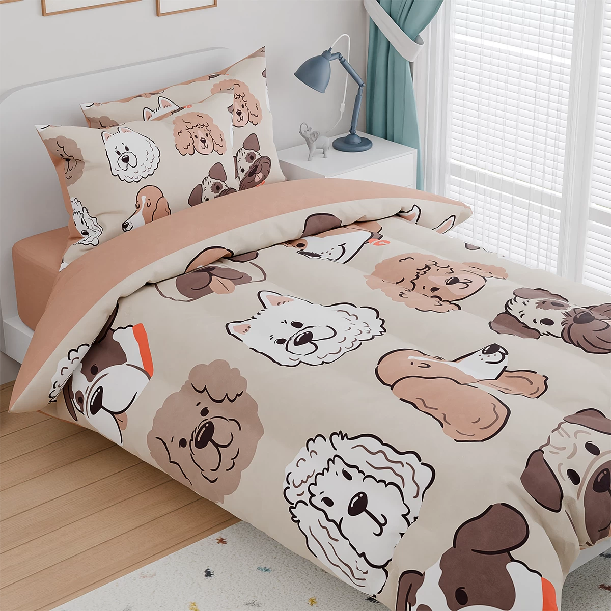 Dog Kids Bedding Set For Girls Boys, Ultra Soft Microfiber Comforter Set Twin Size 3-Pieces, Dogs Comforters Bed Sets For Kid Tween Teen Bedroom Decor 5 Dog Kids Bedding Set For Girls Boys, Ultra Soft Microfiber Comforter Set Twin Size 3-Pieces, Dogs Comforters Bed Sets For Kid Tween Teen Bedroom Decor - Image 3