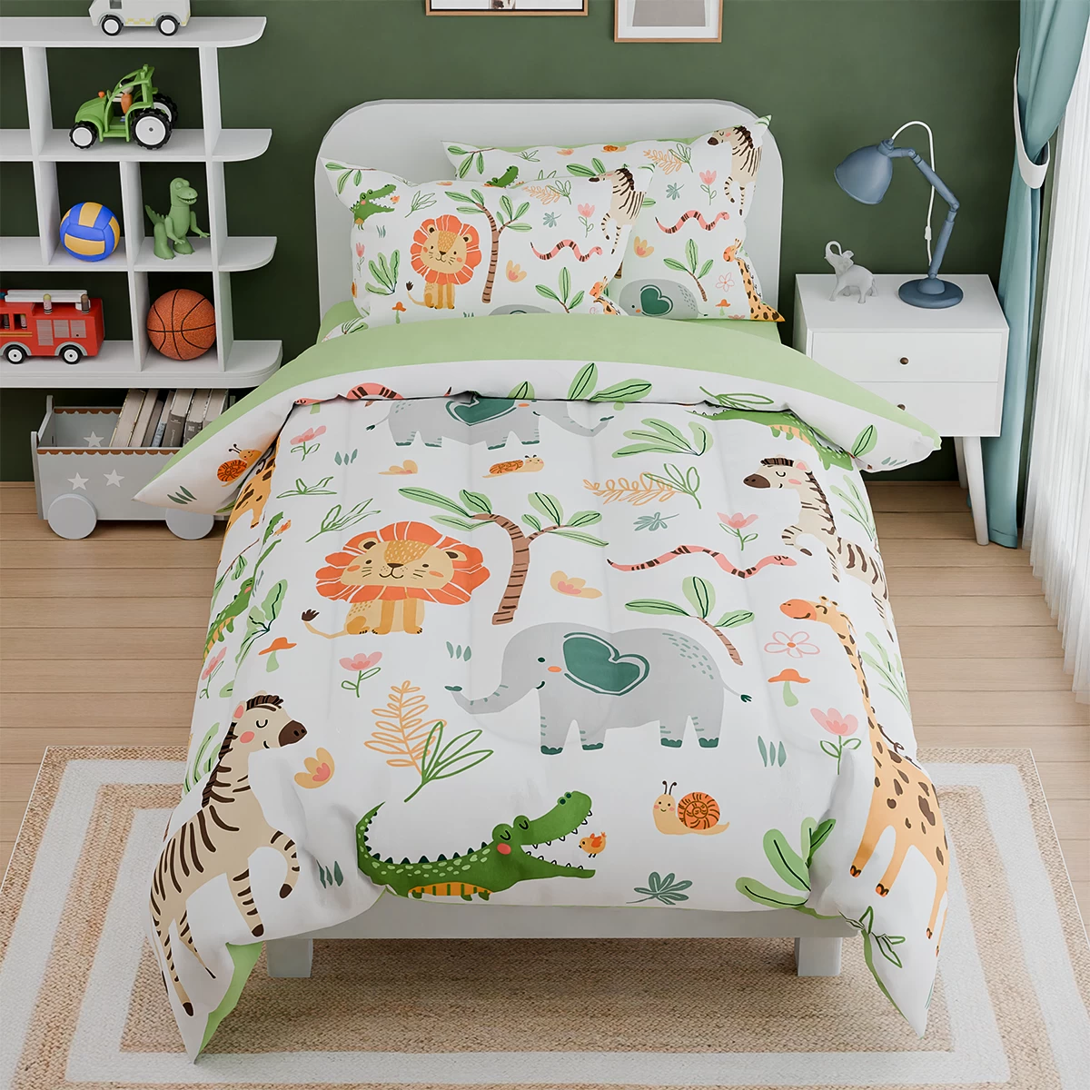 Jungle Animal Kids Bedding Set For Boys Girls, Ultra Soft Microfiber Comforter Set Full Size 4-Pieces, Comforters Bed Sets For Kid Tween Teen Bedroom Decor 3 Jungle Animal Kids Bedding Set For Boys Girls, Ultra Soft Microfiber Comforter Set Full Size 4-Pieces, Comforters Bed Sets For Kid Tween Teen Bedroom Decor
