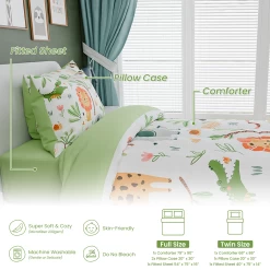 Jungle Animal Kids Bedding Set For Boys Girls, Ultra Soft Microfiber Comforter Set Twin Size 3-Pieces, Comforters Bed Sets For Kid Tween Teen Bedroom Decor -Gift Series Store FBSJBSHUNT110424004 20mk6