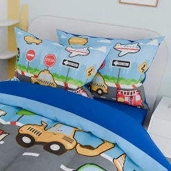 Transportation Kids Bedding Set For Boys, Ultra Soft Microfiber Comforter Set Twin Size With 3-Pieces, Comforters Bed Sets For Boy Children Kids -Gift Series Store FBSJBSLTNT030424001 20mk5
