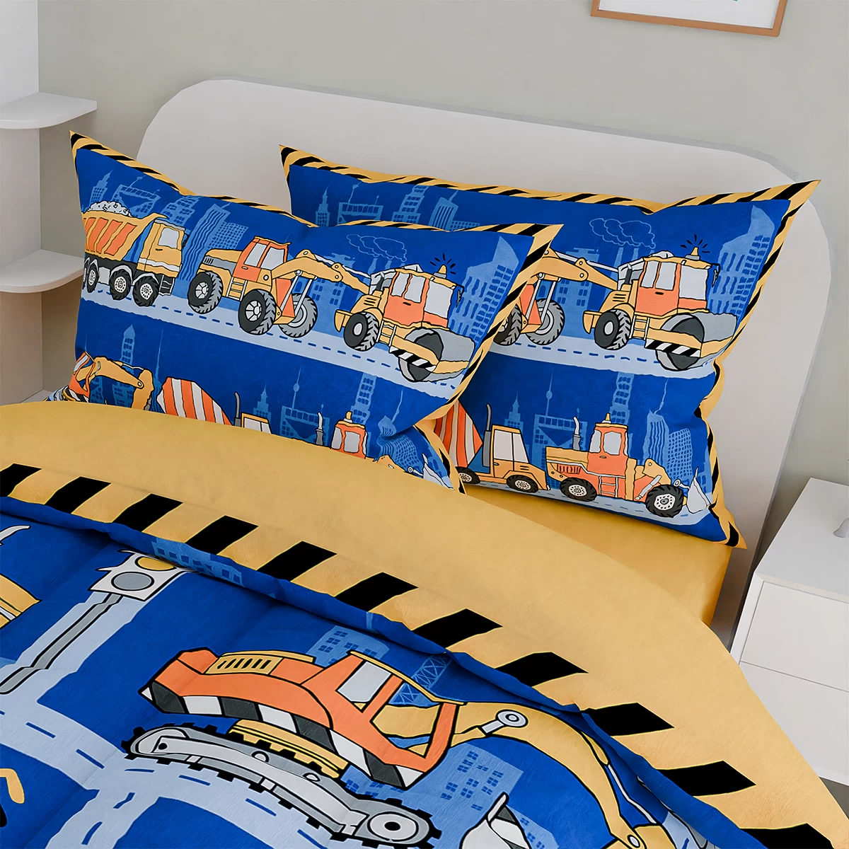 Construction Bedding Sets For Boys, Ultra Soft Microfiber Comforter Bed Set With 3-Pieces, Comforters Sets For Kids Children Boy Bedroom Decor 6 Construction Bedding Sets For Boys, Ultra Soft Microfiber Comforter Bed Set With 3-Pieces, Comforters Sets For Kids Children Boy Bedroom Decor - Image 5