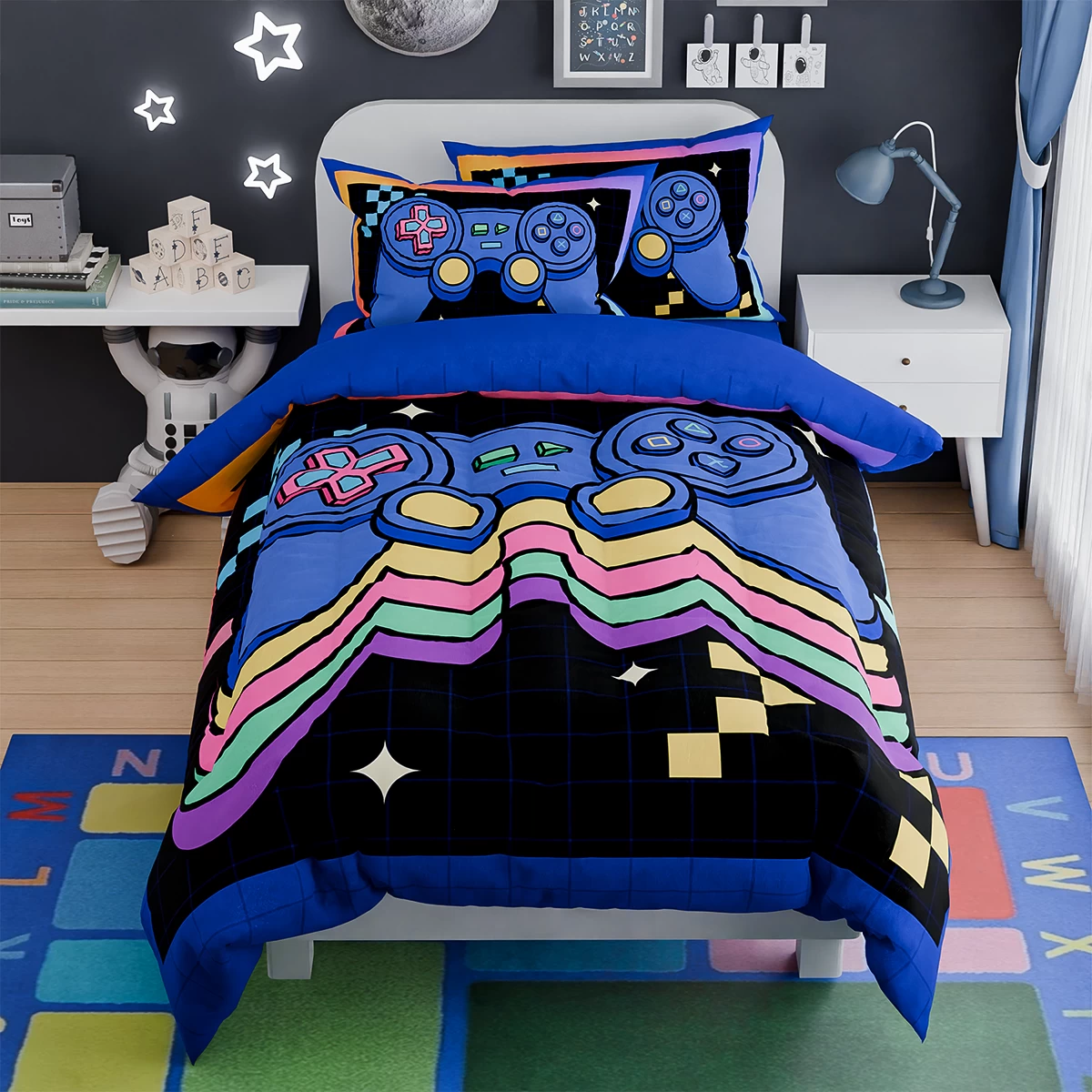 Gamer Comforter Sets For Boys, Ultra Soft Microfiber Comforter Set With 3-Pieces, Video Game Bedding Sets For Kids Children Boy Bedroom Decor 3 Gamer Comforter Sets For Boys, Ultra Soft Microfiber Comforter Set With 3-Pieces, Video Game Bedding Sets For Kids Children Boy Bedroom Decor