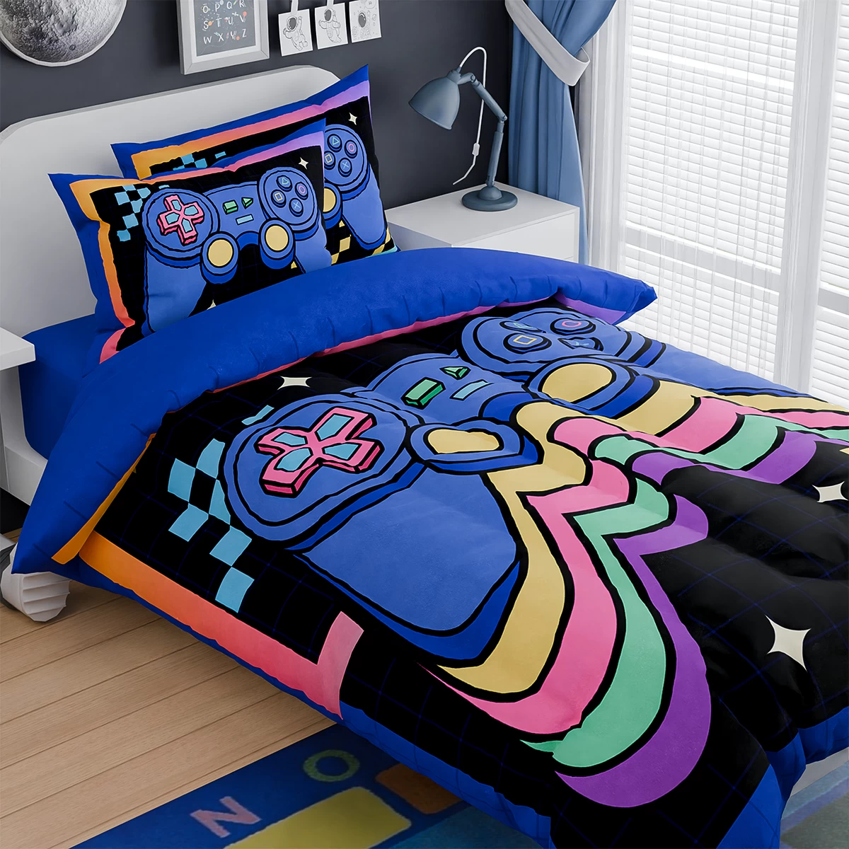 Gamer Comforter Sets For Boys, Ultra Soft Microfiber Comforter Set With 3-Pieces, Video Game Bedding Sets For Kids Children Boy Bedroom Decor 5 Gamer Comforter Sets For Boys, Ultra Soft Microfiber Comforter Set With 3-Pieces, Video Game Bedding Sets For Kids Children Boy Bedroom Decor - Image 3