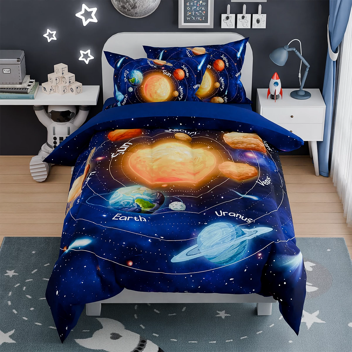 Solar System Comforter Set Twin, Ultra Soft Microfiber Bedding Sets With 3-Pieces, Comforters Bed Sets For Kids Children Boy Bedroom Decor 3 Solar System Comforter Set Twin, Ultra Soft Microfiber Bedding Sets With 3-Pieces, Comforters Bed Sets For Kids Children Boy Bedroom Decor