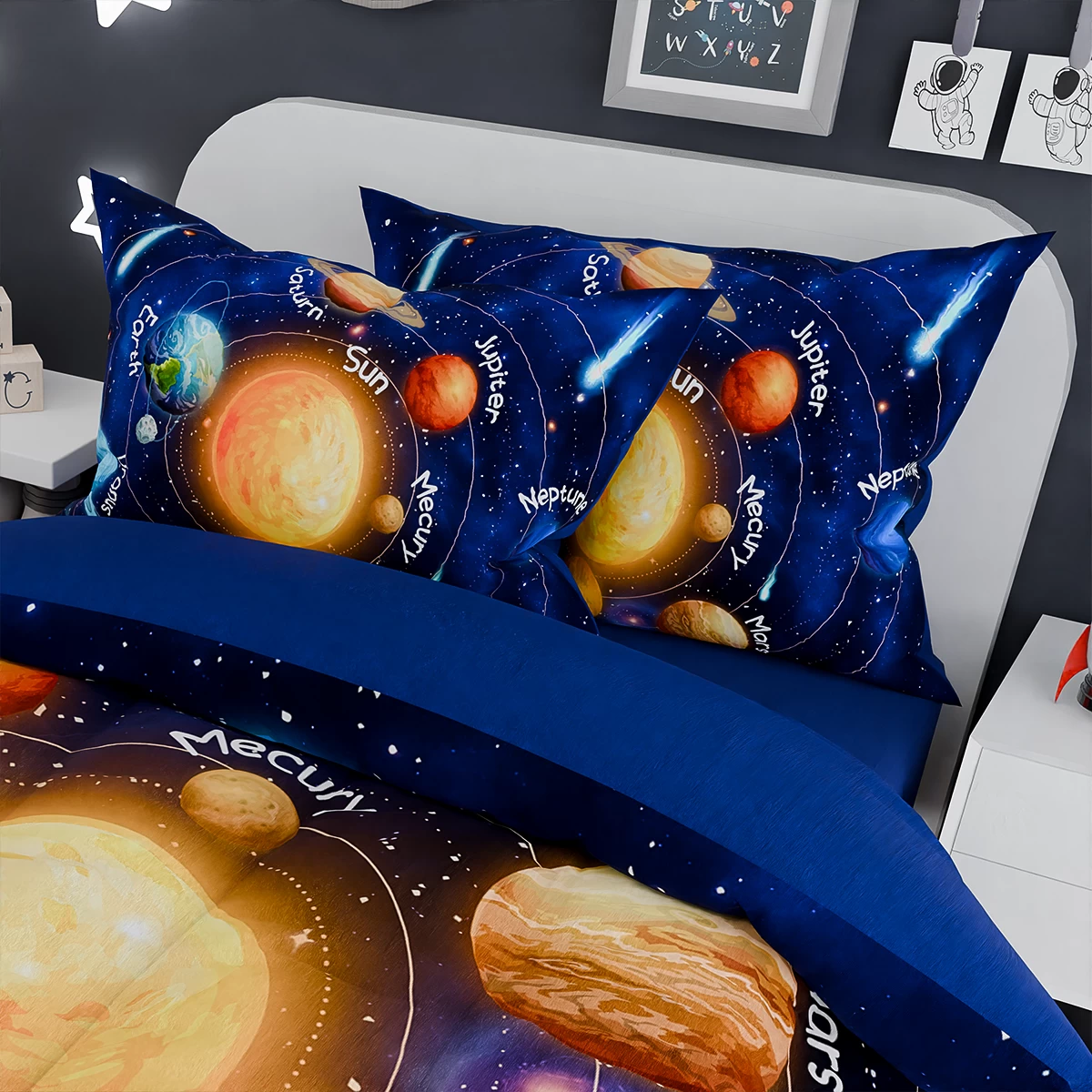 Solar System Comforter Set Twin, Ultra Soft Microfiber Bedding Sets With 3-Pieces, Comforters Bed Sets For Kids Children Boy Bedroom Decor 7 Solar System Comforter Set Twin, Ultra Soft Microfiber Bedding Sets With 3-Pieces, Comforters Bed Sets For Kids Children Boy Bedroom Decor - Image 5