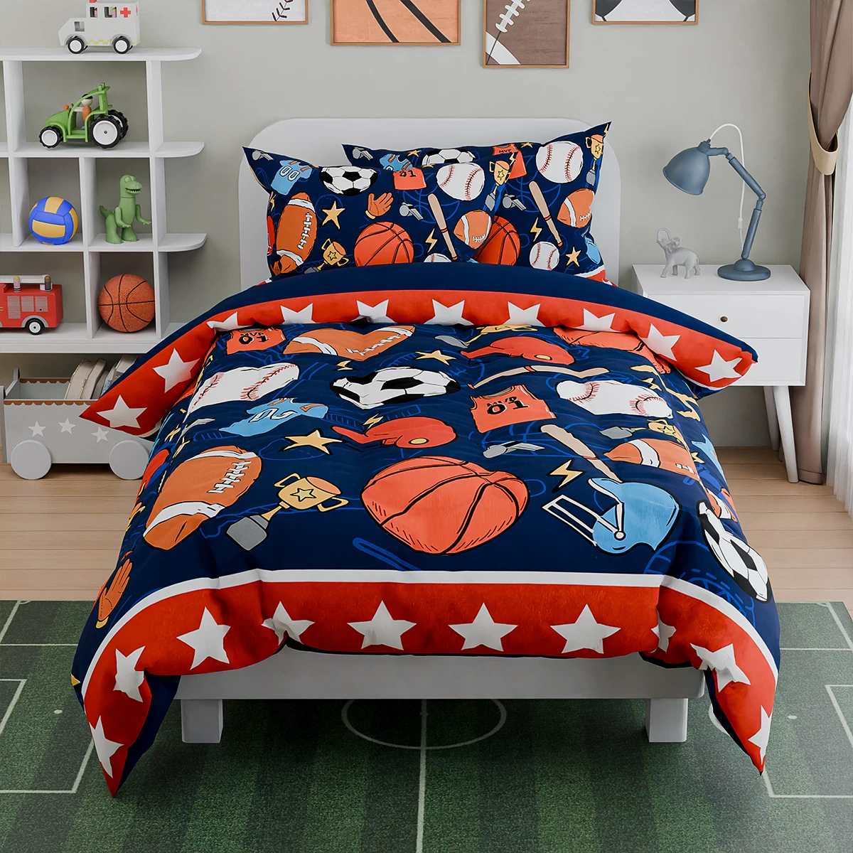Sports Bedding Sets For Boys, Ultra Soft Microfiber Comforter Full Size Set With 4-Pieces, Comforters For Kids Children Boy Bedroom Decor 5 Sports Bedding Sets For Boys, Ultra Soft Microfiber Comforter Full Size Set With 4-Pieces, Comforters For Kids Children Boy Bedroom Decor - Image 4