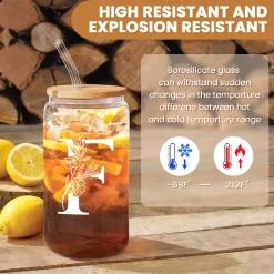 Monogram F Initial Glass Cup 16 Oz Can Coffee Cups With Lid And Straw 11 Monogram F Initial Glass Cup 16 Oz Can Coffee Cups With Lid And Straw -Gift Series Store FBSJFSCIPV301223006 20mk3