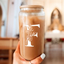 Monogram F Initial Glass Cup 16 Oz Can Coffee Cups With Lid And Straw 14 Monogram F Initial Glass Cup 16 Oz Can Coffee Cups With Lid And Straw -Gift Series Store FBSJFSCIPV301223006 20mk6