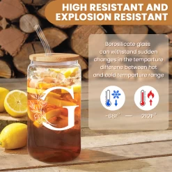 Monogram G Initial Glass Cup 16 Oz Can Coffee Cups With Lid And Straw 11 Monogram G Initial Glass Cup 16 Oz Can Coffee Cups With Lid And Straw -Gift Series Store FBSJFSCIPV301223007 20mk3