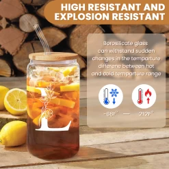 Monogram L Initial Glass Cup 16 Oz Can Coffee Cups With Lid And Straw - Gifts For Womens On Birthday -Gift Series Store FBSJFSCIPV301223012 20mk3
