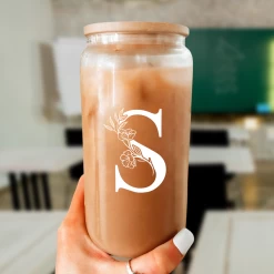 Monogram S Initial Glass Cup 16 Oz Can Coffee Cups With Lid And Straw - Gifts For Womens On Birthday 14 Monogram S Initial Glass Cup 16 Oz Can Coffee Cups With Lid And Straw - Gifts For Womens On Birthday -Gift Series Store FBSJFSCIPV301223019 20mk6