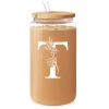 Monogram T Initial Glass Cup 16 Oz Can Coffee Cups With Lid And Straw - Gifts For Womens On Birthday -Gift Series Store FBSJFSCIPV301223020 20mk1