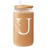Monogram U Initial Glass Cup 16 Oz Can Coffee Cups With Lid And Straw - Gifts For Womens On Birthday -Gift Series Store FBSJFSCIPV301223021 20mk1