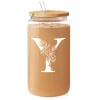 Monogram Y Initial Glass Cup 16 Oz Can Coffee Cups With Lid And Straw - Monogram Initials Gifts For Womens On Birthday -Gift Series Store FBSJFSCIPV301223025 20mk1