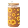 Sunflower Cup 16 Oz Can Glass Coffee Cups With Bamboo Lid And Straw - Sunflower Gifts For Women Birthday -Gift Series Store FBSJFSHUPV301223001 20mk1