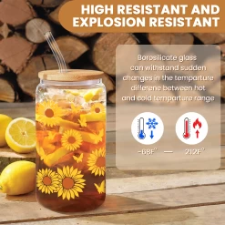 Sunflower Cup 16 Oz Can Glass Coffee Cups With Bamboo Lid And Straw - Sunflower Gifts For Women Birthday 11 Sunflower Cup 16 Oz Can Glass Coffee Cups With Bamboo Lid And Straw - Sunflower Gifts For Women Birthday -Gift Series Store FBSJFSHUPV301223001 20mk3