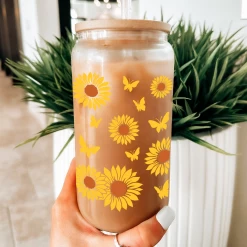 Sunflower Cup 16 Oz Can Glass Coffee Cups With Bamboo Lid And Straw - Sunflower Gifts For Women Birthday 14 Sunflower Cup 16 Oz Can Glass Coffee Cups With Bamboo Lid And Straw - Sunflower Gifts For Women Birthday -Gift Series Store FBSJFSHUPV301223001 20mk6