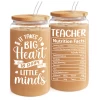 Teacher 16 Oz Can Glass Coffee Cup With Straws - Teacher Appreciation Gift On Birthday Back To School -Gift Series Store FBSJFSNAPV221223001 20mk1