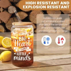 Teacher 16 Oz Can Glass Coffee Cup With Straws - Teacher Appreciation Gift On Birthday Back To School 11 Teacher 16 Oz Can Glass Coffee Cup With Straws - Teacher Appreciation Gift On Birthday Back To School -Gift Series Store FBSJFSNAPV221223001 20mk3