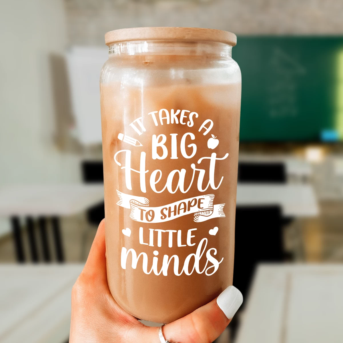 Teacher 16 Oz Can Glass Coffee Cup With Straws - Teacher Appreciation Gift On Birthday Back To School 8 Teacher 16 Oz Can Glass Coffee Cup With Straws - Teacher Appreciation Gift On Birthday Back To School - Image 6