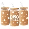 Dog Mom Cup 16 Oz Can Glass Coffee Mug With Bamboo Lid & Straw - Dog Lover Gifts For Women -Gift Series Store FBSJFSNAPV221223002 20mk1