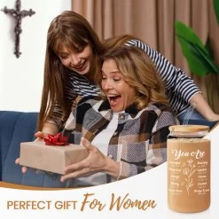 Inspirational 16 Oz Can Glass Coffee Cup With Bamboo Lid & Straw - Christian Gifts For Women -Gift Series Store FBSJFSNGPV251223001 20mk5